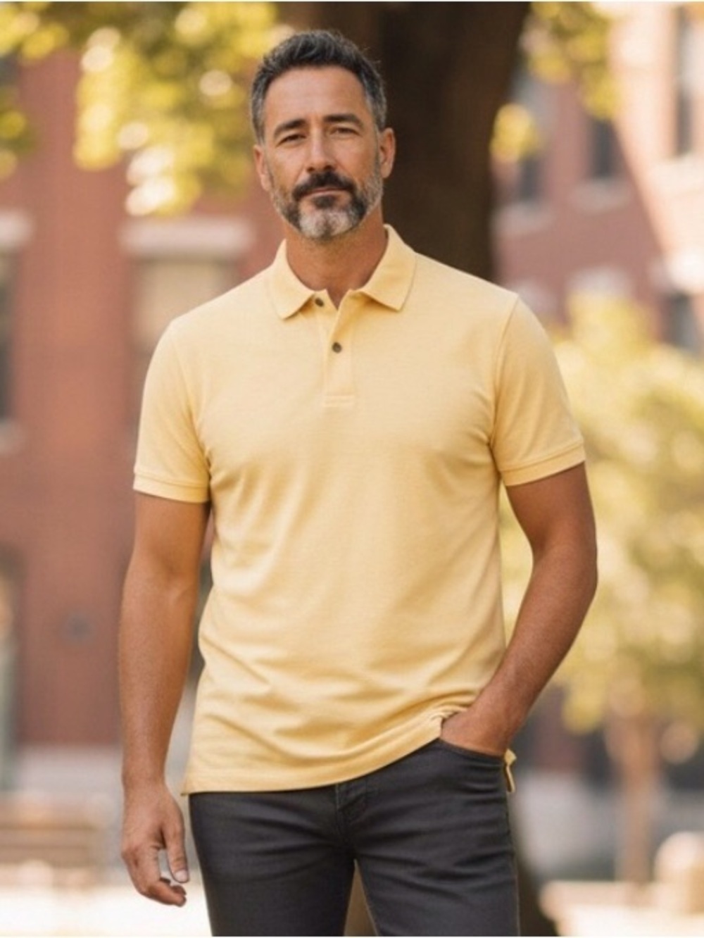 Jos. A. Bank Travelers Collection Men’s Light Yellow Polo Shirt Size-L EUC